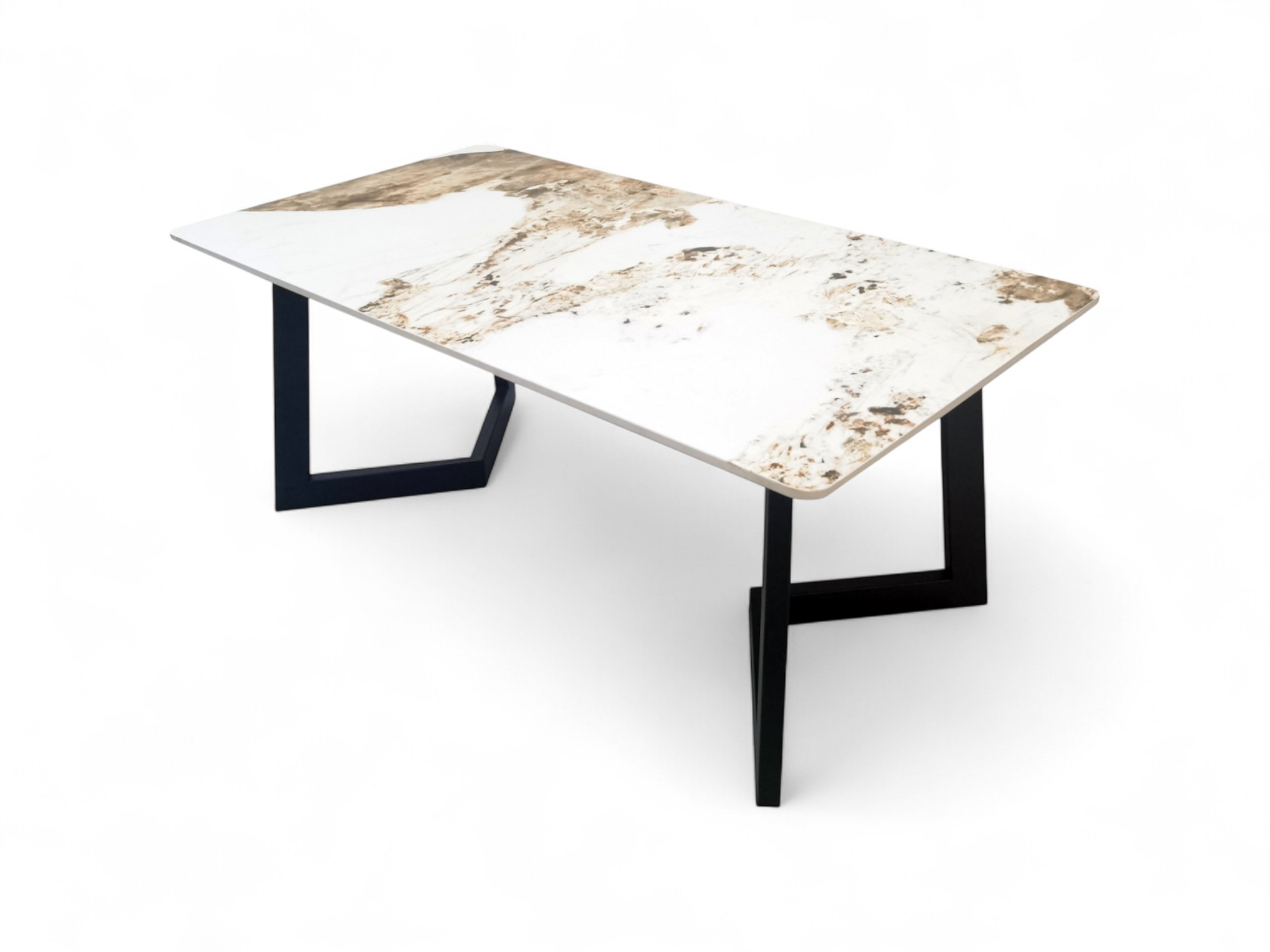 Foto 4 pulgar | Mesa De Centro Con Tapa Tipo Mármol Y Patas Geométricas Negras – Bossa Sofia