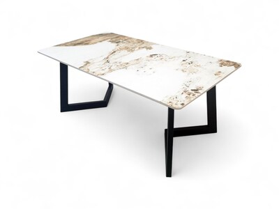Foto 3 | Mesa De Centro Con Tapa Tipo Mármol Y Patas Geométricas Negras – Bossa Sofia