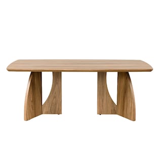 Foto 3 | Mesa De Centro Rectangular Con Doble Base Curva De Madera Y Cubierta Veteada – Bossa Zhana