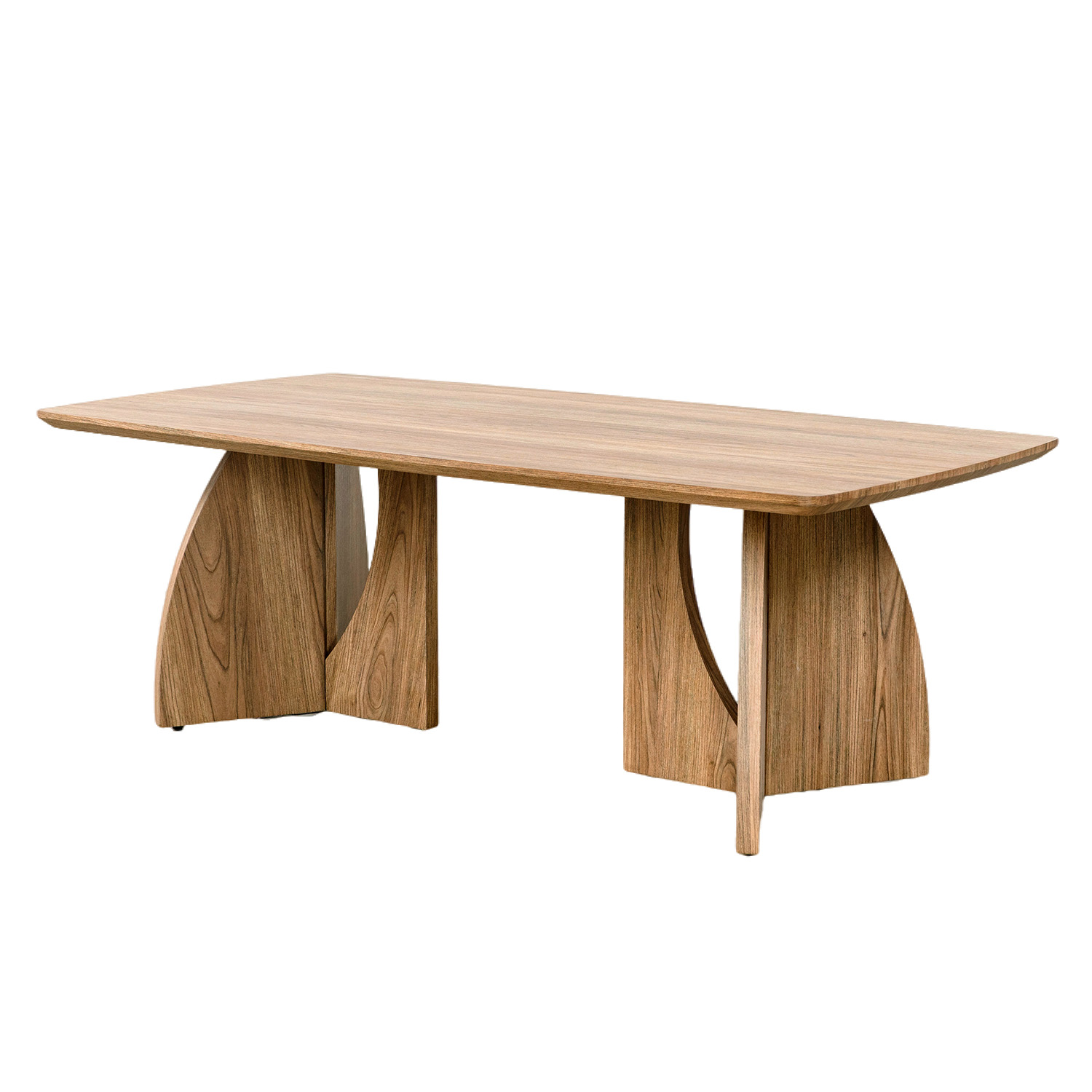 Foto 5 pulgar | Mesa De Centro Rectangular Con Doble Base Curva De Madera Y Cubierta Veteada – Bossa Zhana