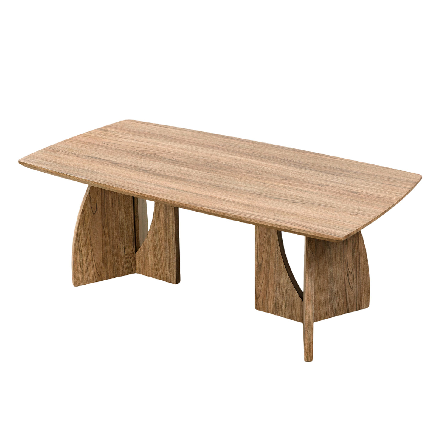 Foto 6 pulgar | Mesa De Centro Rectangular Con Doble Base Curva De Madera Y Cubierta Veteada – Bossa Zhana