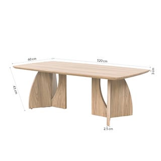 Foto 6 | Mesa De Centro Rectangular Con Doble Base Curva De Madera Y Cubierta Veteada – Bossa Zhana