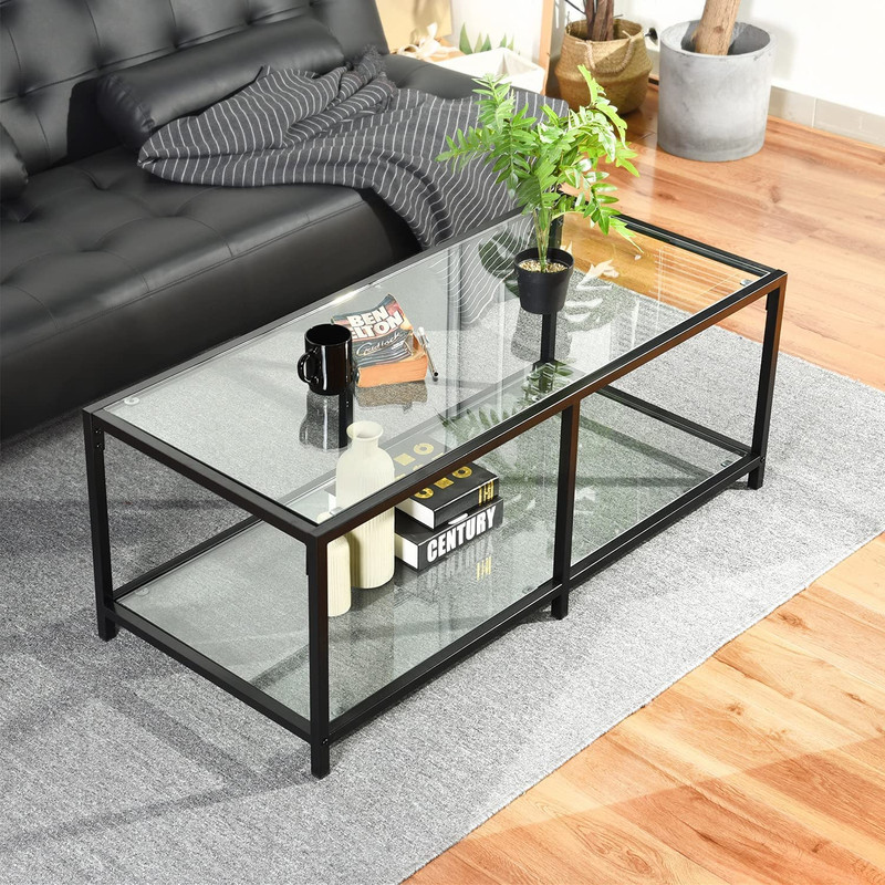 Foto 1 | Mesa De Centro Rectángulo De 2 Niveles110 * 50 * 42cm Gomyhome