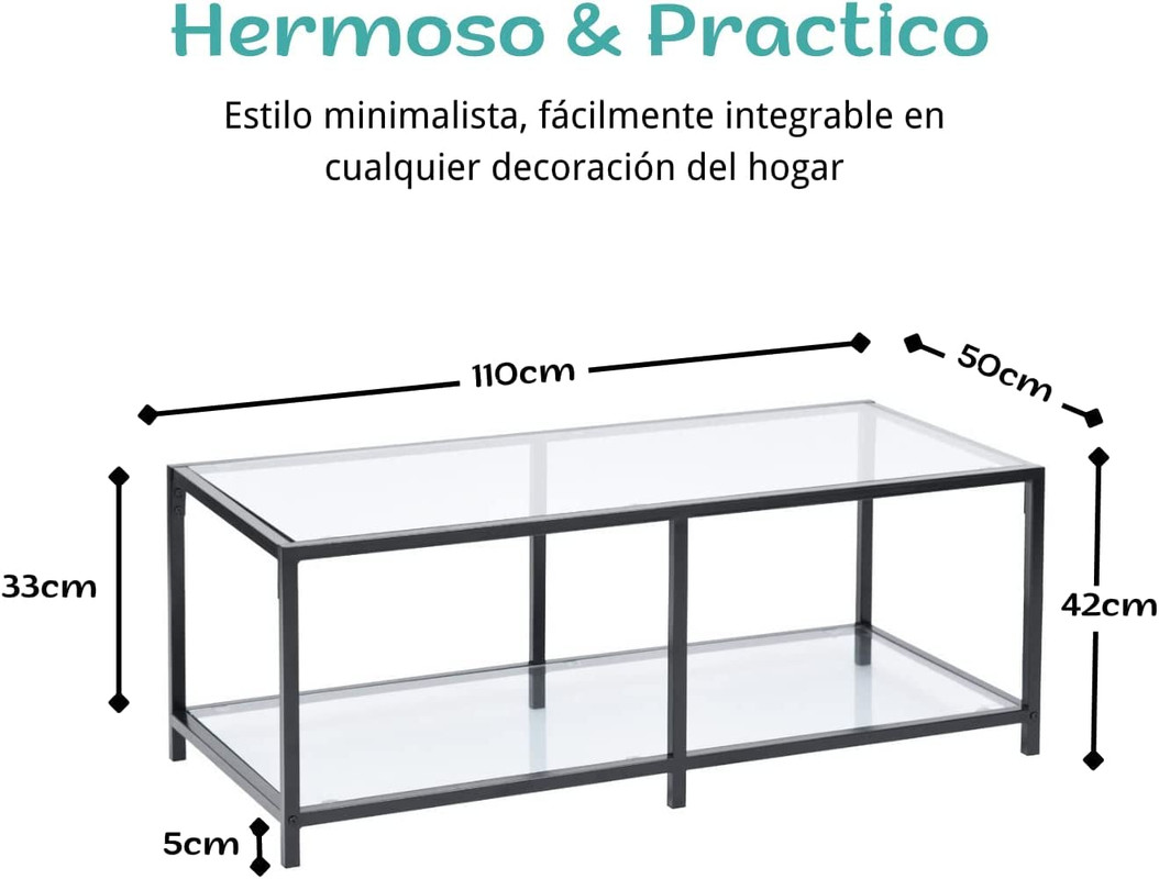 Foto 3 pulgar | Mesa De Centro Rectángulo De 2 Niveles110 * 50 * 42cm Gomyhome