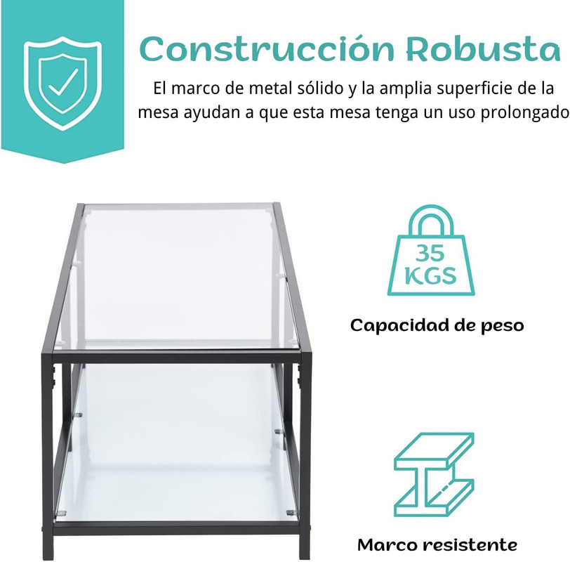 Foto 5 pulgar | Mesa De Centro Rectángulo De 2 Niveles110 * 50 * 42cm Gomyhome