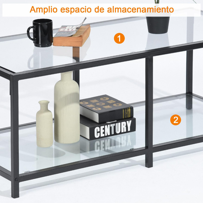Foto 6 pulgar | Mesa De Centro Rectángulo De 2 Niveles110 * 50 * 42cm Gomyhome