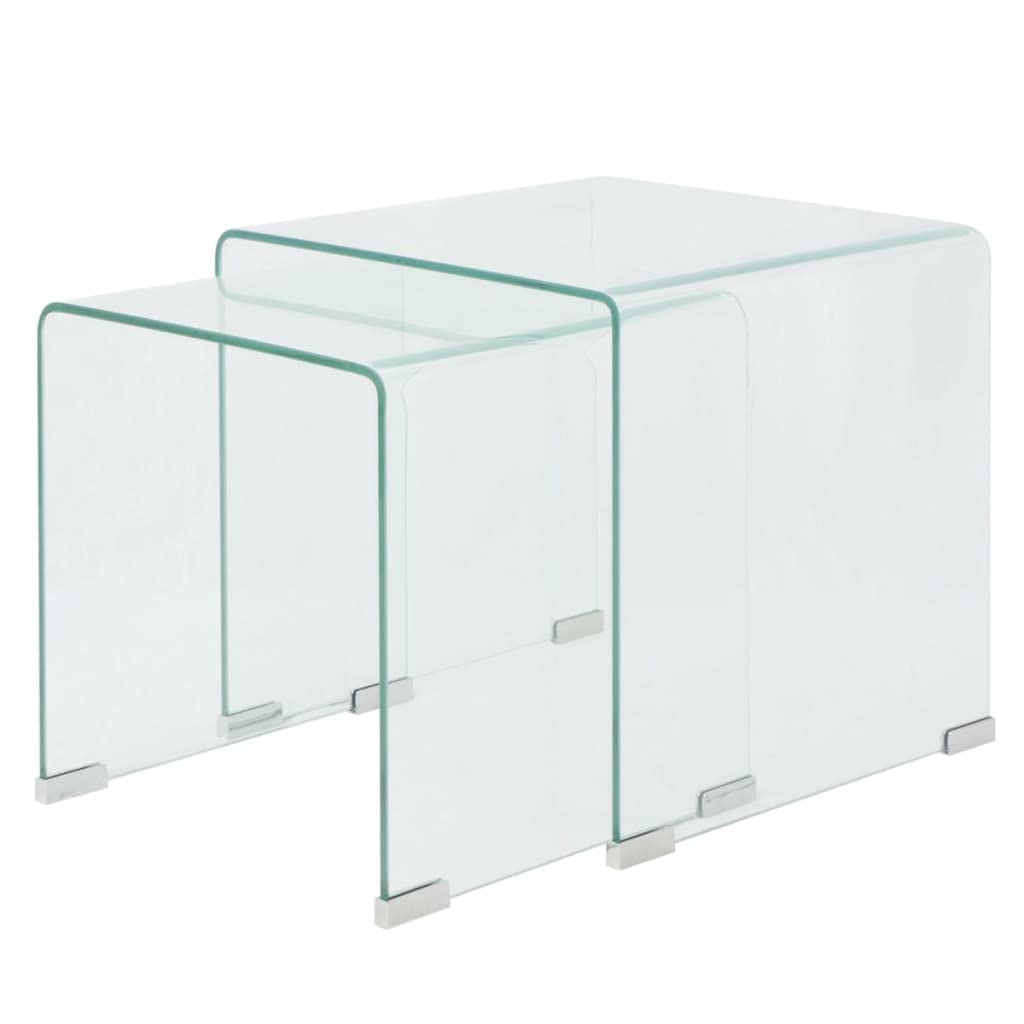 Juego De Mesa De Café Nesting Vidaxl Con Acabado Transparente De Vidrio Templado - Venta Internacional.