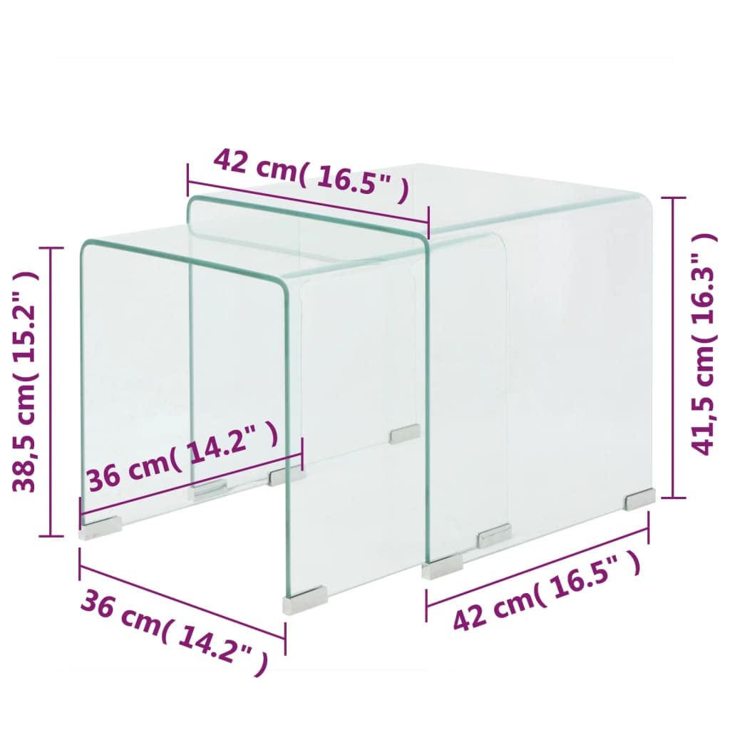 Foto 7 pulgar | Juego De Mesa De Café Nesting Vidaxl Con Acabado Transparente De Vidrio Templado - Venta Internacional.