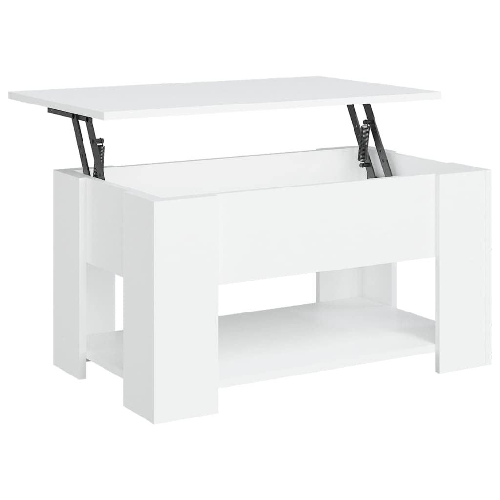 Mesa De Café Vidaxl  Madera De Ingeniería Blanca  79 X 49 X 41 Cm - Venta Internacional.