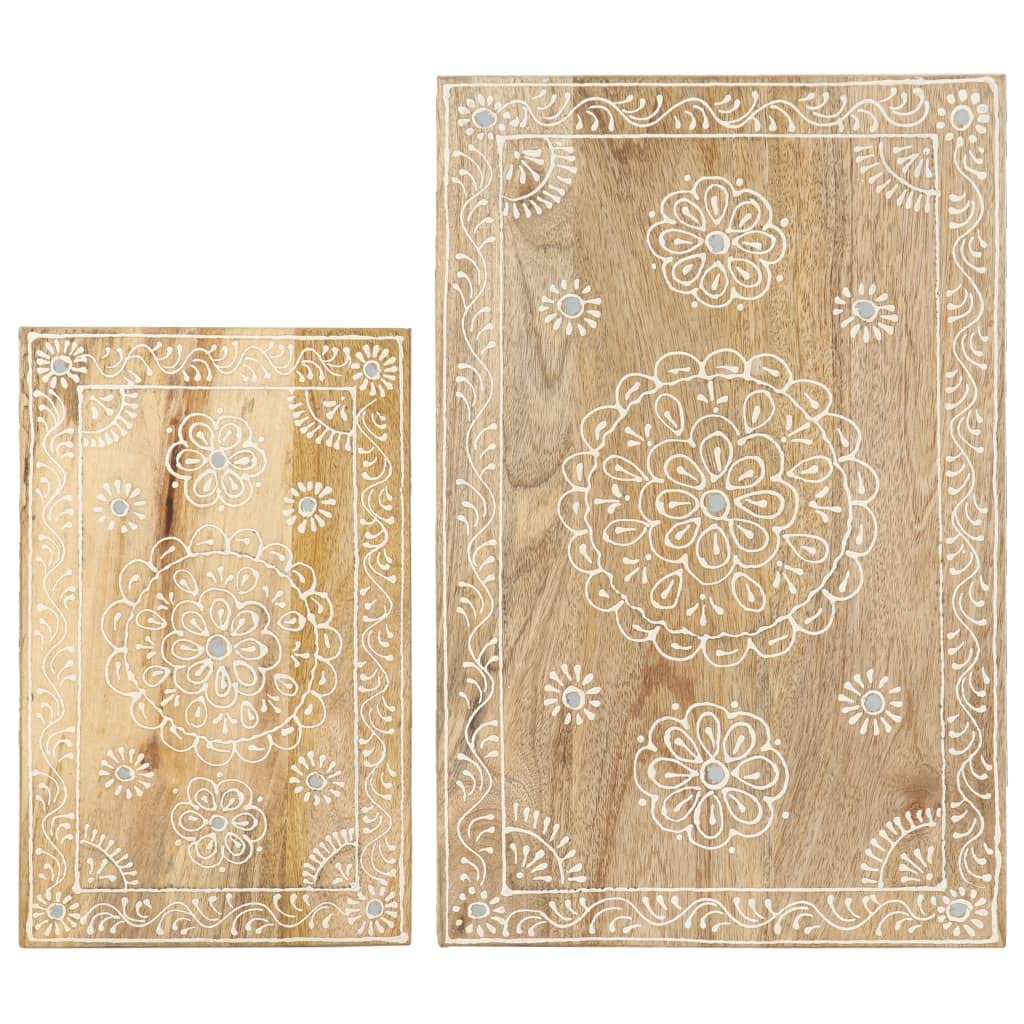Foto 5 pulgar | Juego De Mesa Auxiliar Vidaxl De Madera De Mango Macizo Pintada A Mano  Rústica - Venta Internacional.