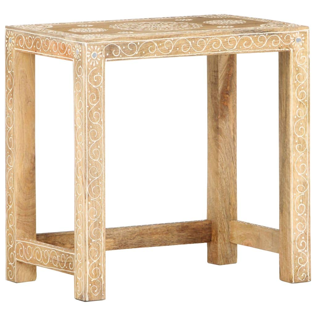 Foto 6 pulgar | Juego De Mesa Auxiliar Vidaxl De Madera De Mango Macizo Pintada A Mano  Rústica - Venta Internacional.
