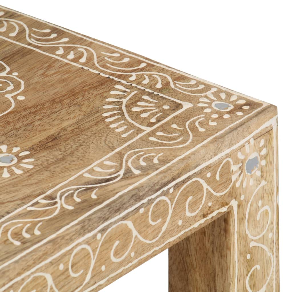Foto 7 pulgar | Juego De Mesa Auxiliar Vidaxl De Madera De Mango Macizo Pintada A Mano  Rústica - Venta Internacional.