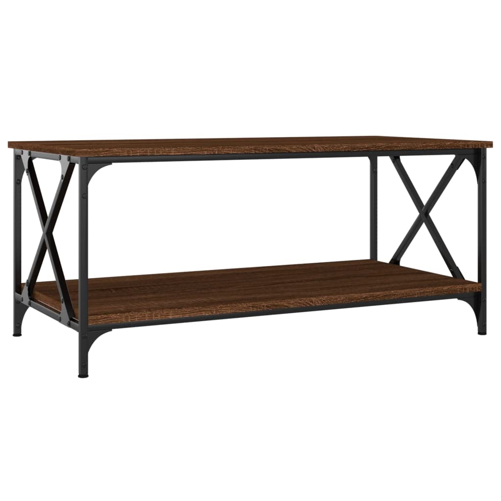 Mesa De Café Vidaxl De Roble Marrón Moderna Con Marco De Hierro - Venta Internacional. $3,198