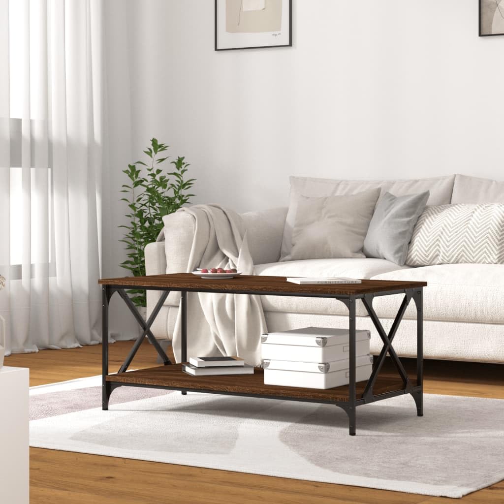 Foto 5 pulgar | Mesa De Café Vidaxl De Roble Marrón Moderna Con Marco De Hierro - Venta Internacional.