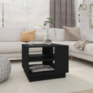 Foto 2 | Mesa De Café Vidaxl De Madera De Ingeniería Negra 55x55x43 Cm - Venta Internacional.