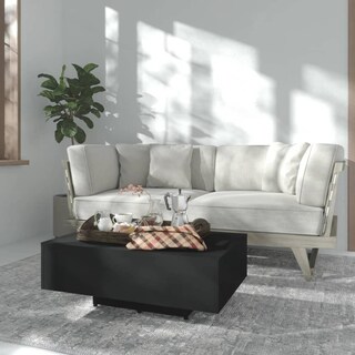 Foto 2 | Mesa De Café Vidaxl Rectangular Moderna De Madera Aglomerada Negra - Venta Internacional.