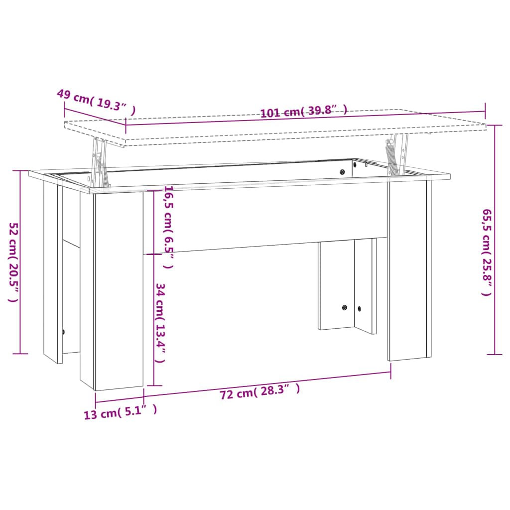 Foto 4 pulgar | Mesa De Café Vidaxl De Madera De Ingeniería Blanca 101 X 49 X 52 Cm - Venta Internacional.
