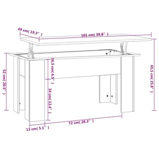 Foto 3 | Mesa De Café Vidaxl De Madera De Ingeniería Blanca 101 X 49 X 52 Cm - Venta Internacional.