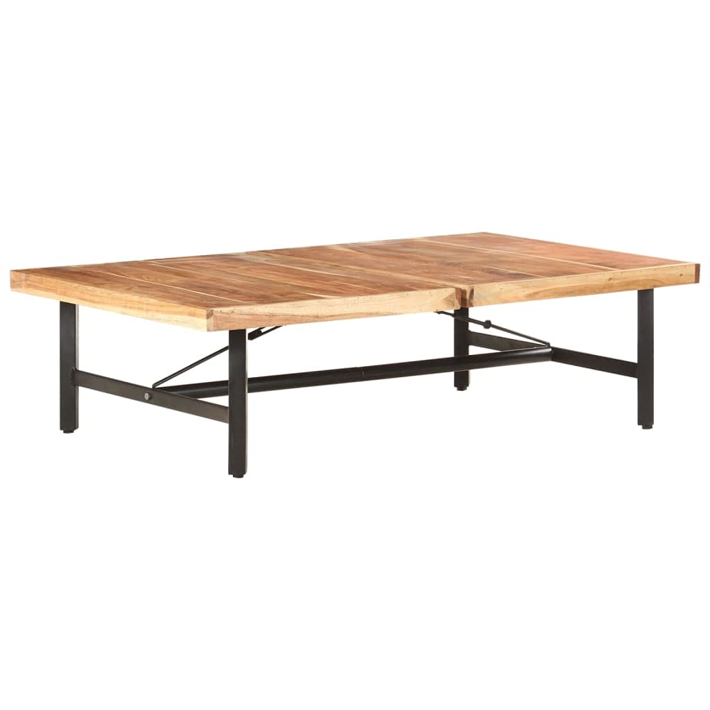 Mesa De Café Vidaxl De Madera Maciza De Acacia Con Patas De Hierro  120 X 60 Cm - Venta Internacional.