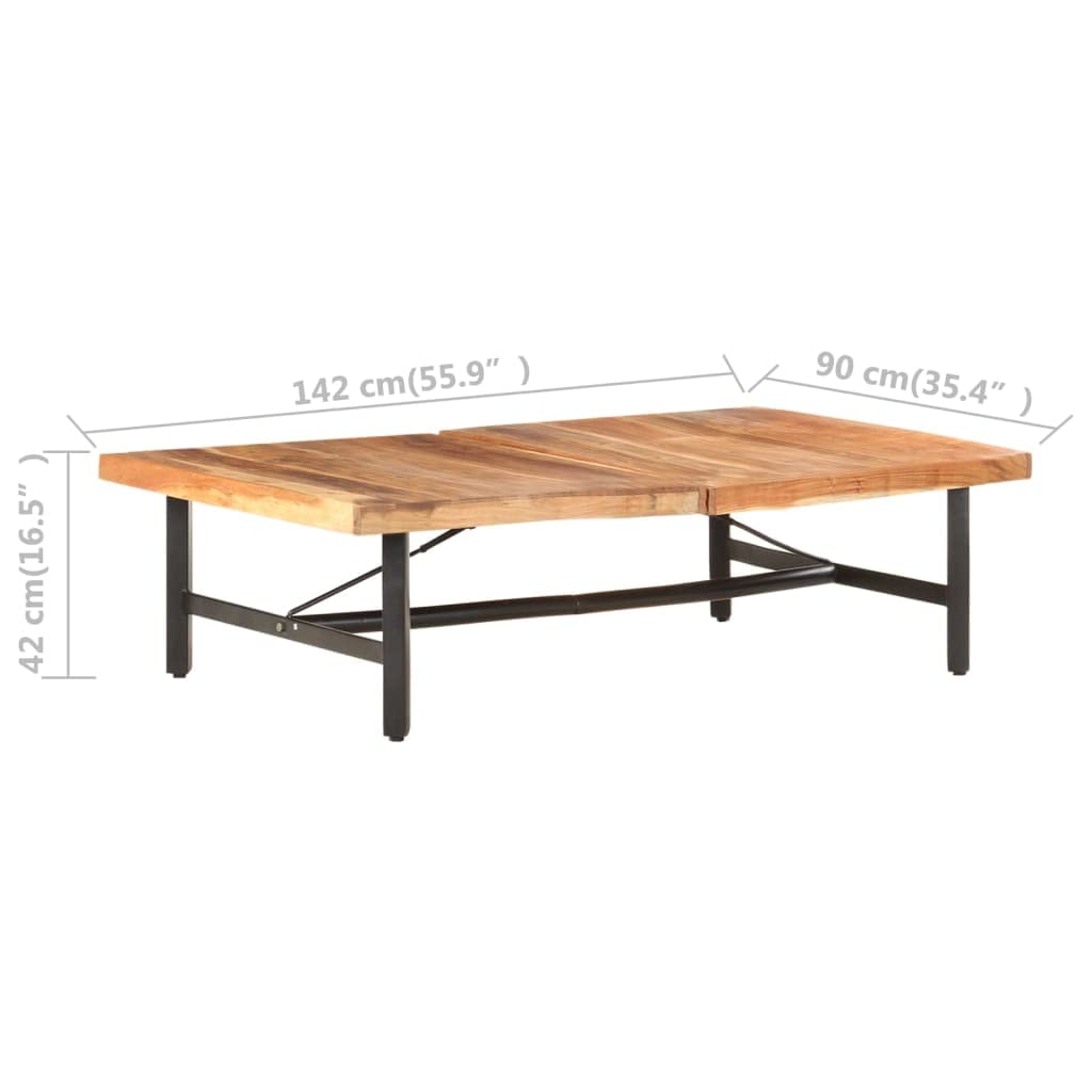 Foto 6 pulgar | Mesa De Café Vidaxl De Madera Maciza De Acacia Con Patas De Hierro  120 X 60 Cm - Venta Internacional.