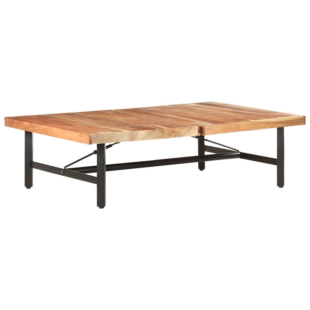 Foto 7 pulgar | Mesa De Café Vidaxl De Madera Maciza De Acacia Con Patas De Hierro  120 X 60 Cm - Venta Internacional.