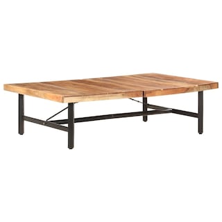Foto 7 | Mesa De Café Vidaxl De Madera Maciza De Acacia Con Patas De Hierro 120 X 60 Cm - Venta Internacional.