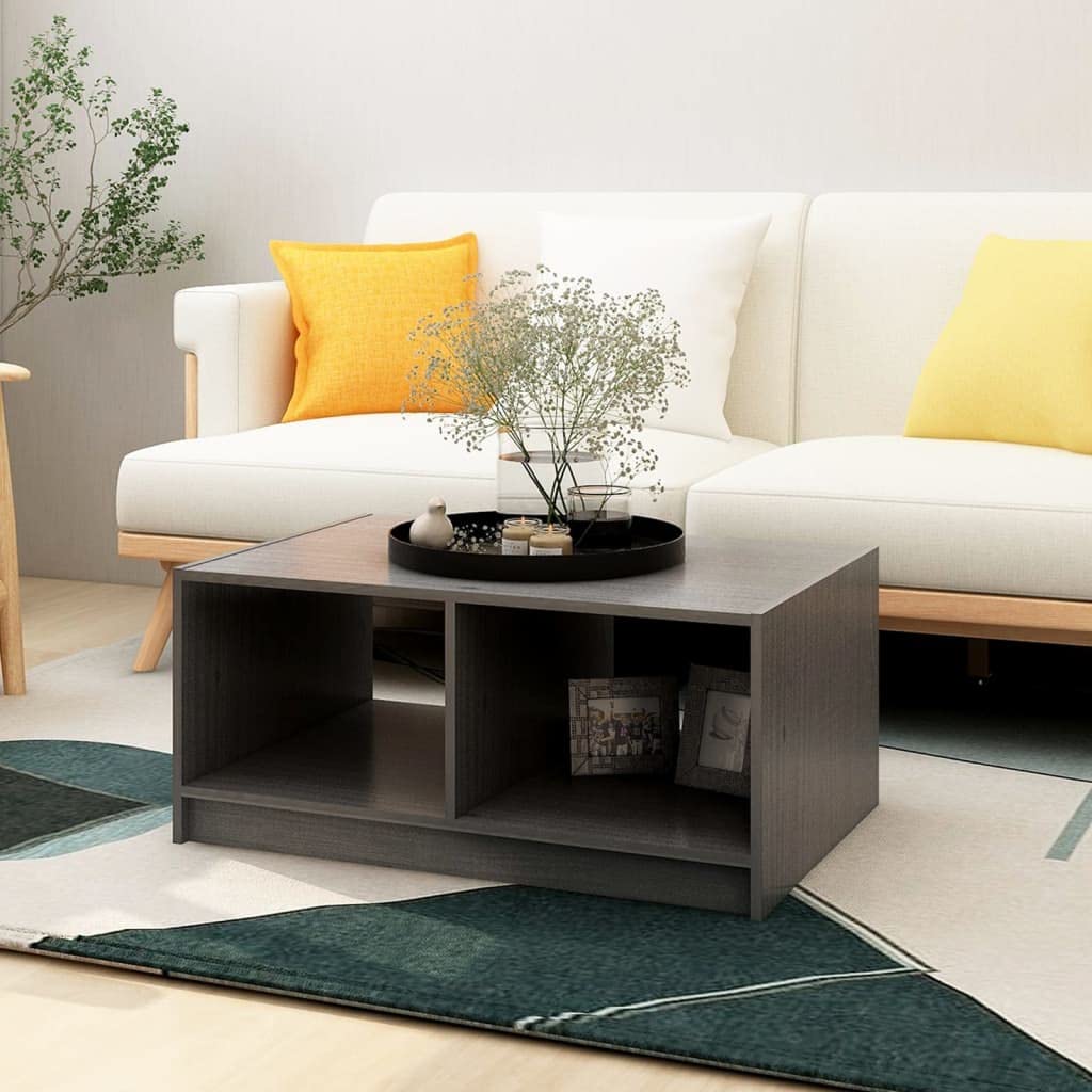 Foto 3 pulgar | Mesa De Café Vidaxl De Madera De Pino Maciza Gris 75x50x33 5 Cm - Venta Internacional.