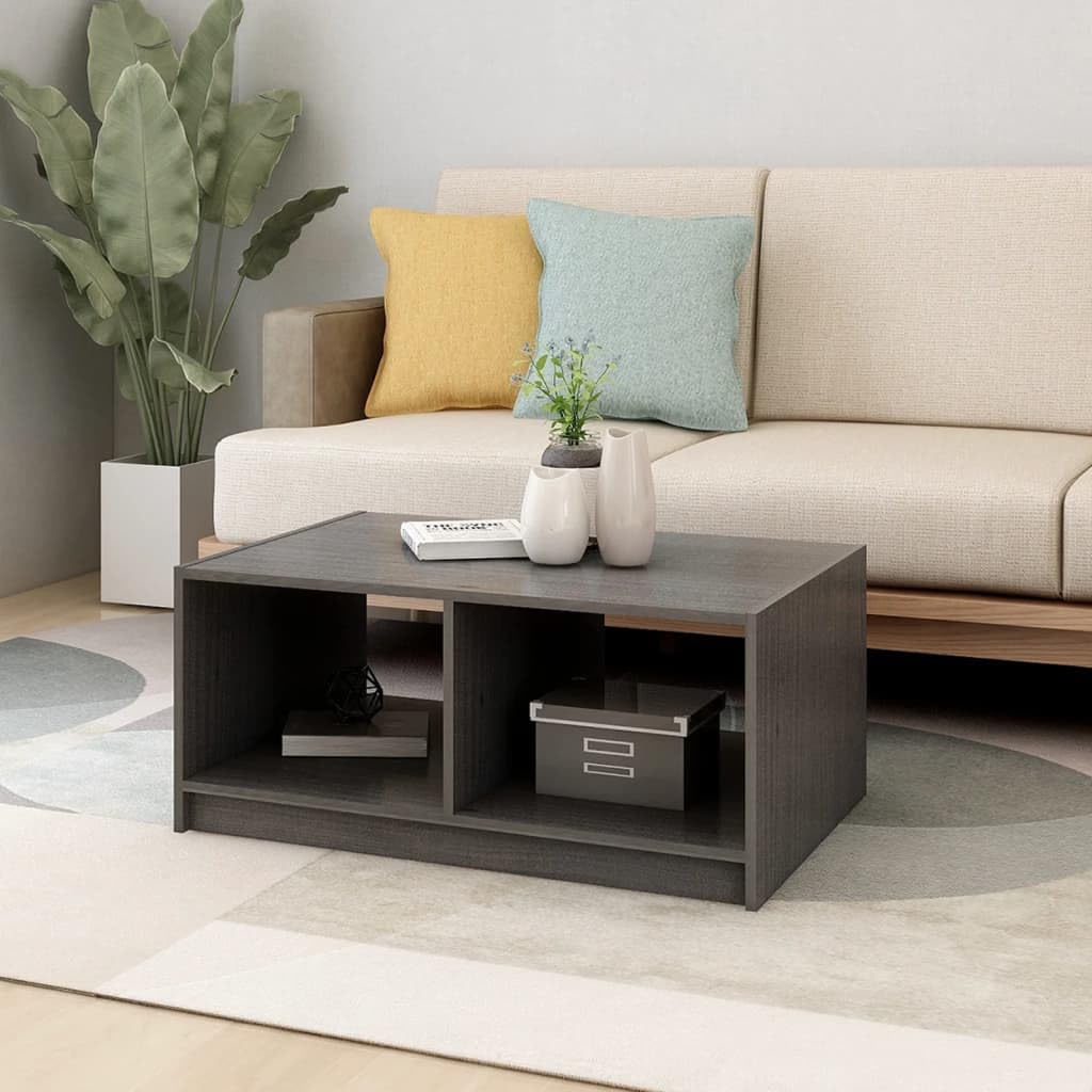 Foto 4 pulgar | Mesa De Café Vidaxl De Madera De Pino Maciza Gris 75x50x33 5 Cm - Venta Internacional.