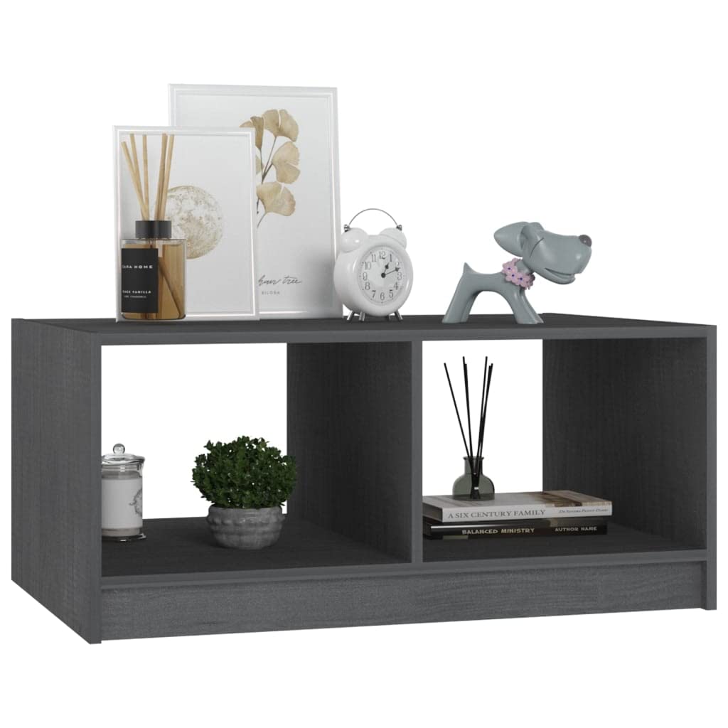 Foto 5 pulgar | Mesa De Café Vidaxl De Madera De Pino Maciza Gris 75x50x33 5 Cm - Venta Internacional.