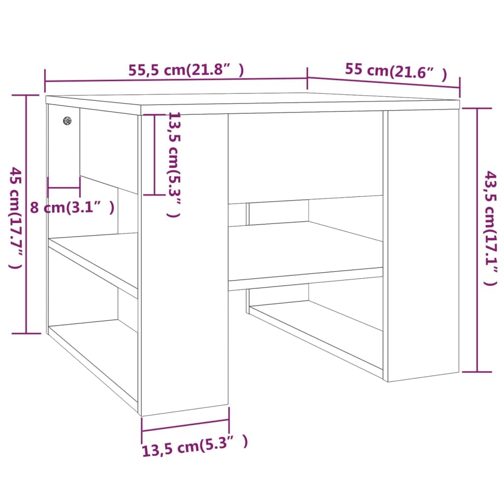 Foto 8 pulgar | Mesa De Café Vidaxl Sonoma Gris Multicapa De Madera 55 5x55x45 Cm - Venta Internacional.