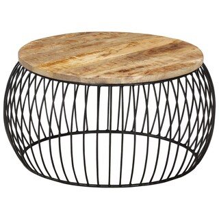Foto 1 | Mesa De Café Vidaxl De Madera De Mango Rugosa De 26 8 Cm Con Marco De Hierro - Venta Internacional.