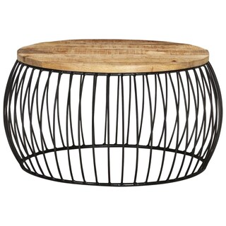 Foto 2 | Mesa De Café Vidaxl De Madera De Mango Rugosa De 26 8 Cm Con Marco De Hierro - Venta Internacional.
