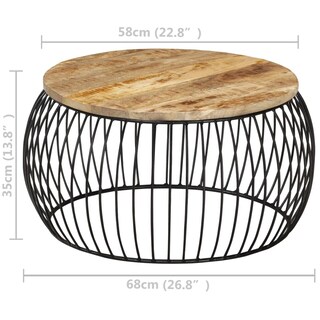 Foto 7 | Mesa De Café Vidaxl De Madera De Mango Rugosa De 26 8 Cm Con Marco De Hierro - Venta Internacional.