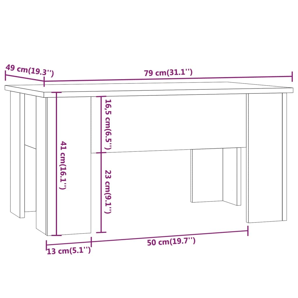 Foto 3 | Mesa De Café Vidaxl De Madera De Roble Ahumado De 79 X 49 X 41 Cm - Venta Internacional.