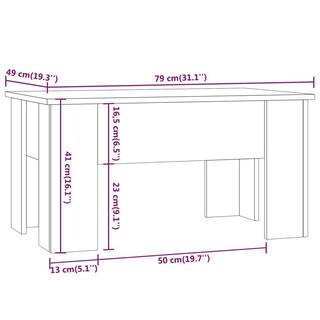 Foto 3 | Mesa De Café Vidaxl De Madera De Roble Ahumado De 79 X 49 X 41 Cm - Venta Internacional.