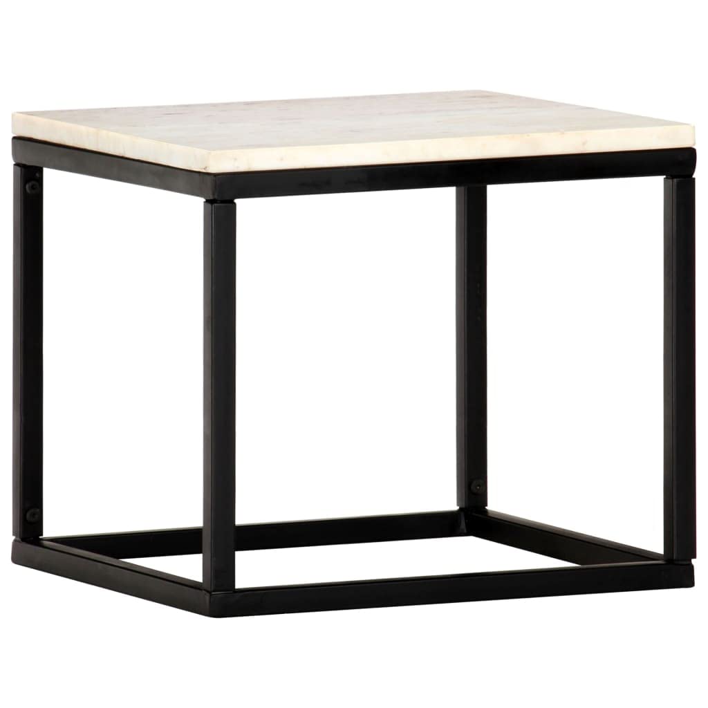 Mesa De Café Vidaxl  Piedra Real Blanca  Textura De Mármol - Venta Internacional.