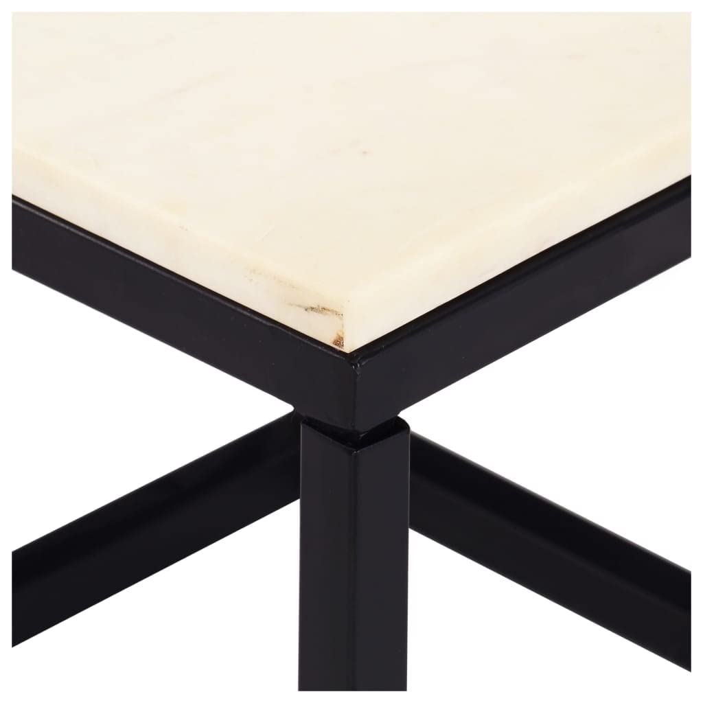 Foto 4 pulgar | Mesa De Café Vidaxl  Piedra Real Blanca  Textura De Mármol - Venta Internacional.