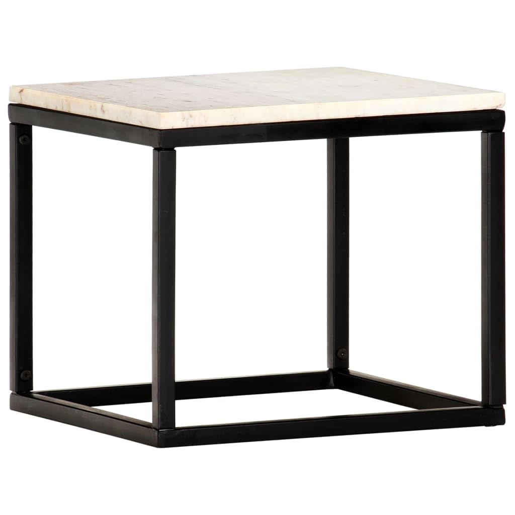 Foto 7 | Mesa De Café Vidaxl  Piedra Real Blanca  Textura De Mármol - Venta Internacional.