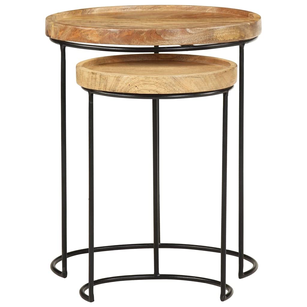 Foto 7 pulgar | Juego De Mesa De Café Vidaxl  Madera De Mango Macizo Y Acero  2 Piezas - Venta Internacional.
