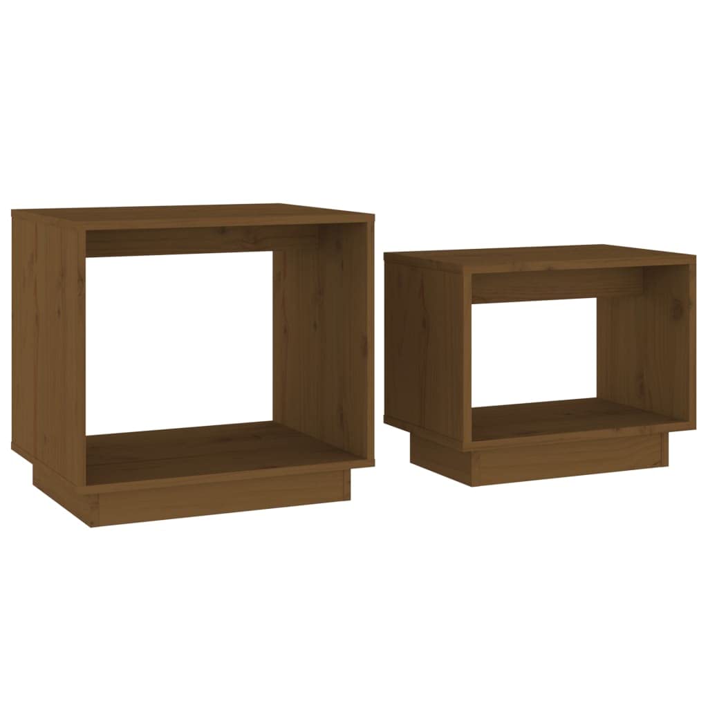 Juego De Mesa De Café Vidaxl  Mesa Nido  2 Piezas  Madera Marrón Miel - Venta Internacional.