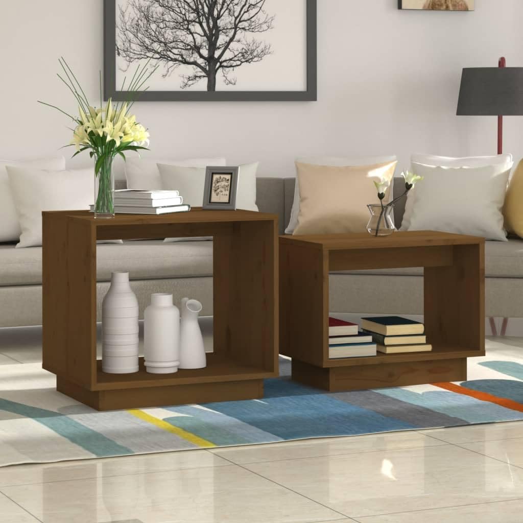 Foto 3 pulgar | Juego De Mesa De Café Vidaxl  Mesa Nido  2 Piezas  Madera Marrón Miel - Venta Internacional.
