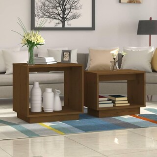Foto 2 | Juego De Mesa De Café Vidaxl Mesa Nido 2 Piezas Madera Marrón Miel - Venta Internacional.