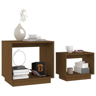 Foto 3 | Juego De Mesa De Café Vidaxl Mesa Nido 2 Piezas Madera Marrón Miel - Venta Internacional.