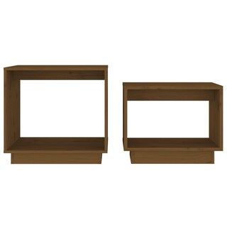 Foto 4 | Juego De Mesa De Café Vidaxl Mesa Nido 2 Piezas Madera Marrón Miel - Venta Internacional.