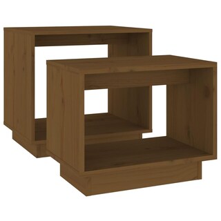 Foto 5 | Juego De Mesa De Café Vidaxl Mesa Nido 2 Piezas Madera Marrón Miel - Venta Internacional.