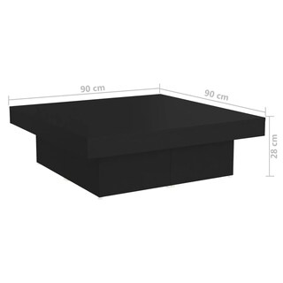 Foto 7 | Mesa De Café Vidaxl De Madera De Ingeniería Negra 90x90x28 Cm - Venta Internacional.
