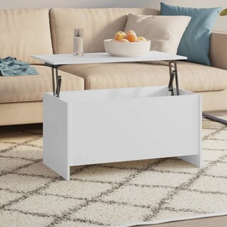 Foto 2 | Mesa De Café Vidaxl Madera De Ingeniería Blanca 102 X 56 X 53 Cm - Venta Internacional.