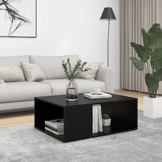 Foto 2 | Mesa De Café Vidaxl De Madera De Ingeniería Negra 90x67x33 Cm - Venta Internacional.