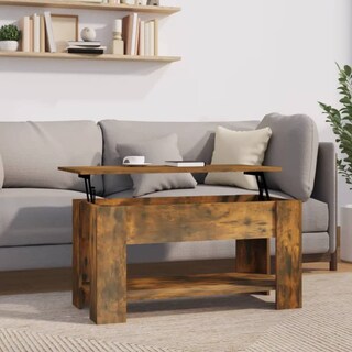 Foto 2 | Mesa De Café Vidaxl De Madera De Roble Ahumado 101 X 49 X 52 Cm - Venta Internacional.