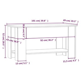 Foto 4 | Mesa De Café Vidaxl De Madera De Roble Ahumado 101 X 49 X 52 Cm - Venta Internacional.